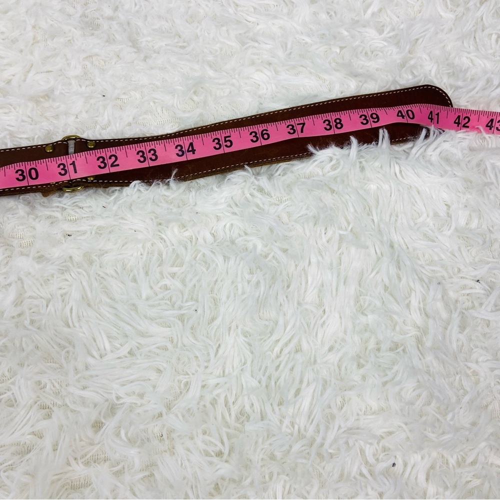 TALBOTS brown 100% genuine leather brass buckle belt size medium - Picture 16 of 17